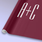 Einfache Paare Initialen | White & Burgund Geschenkpapier