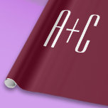 Einfache Paare Initialen | White & Burgund Geschenkpapier<br><div class="desc">Klug,  kühn und modern.</div>