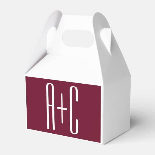 Einfache Paare Initialen | White & Burgund Geschenkschachtel (Vorderseite)