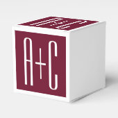 Einfache Paare Initialen | White & Burgund Geschenkschachtel (Vorderseite)