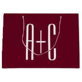 Einfache Paare Initialen | White & Burgund Große Geschenktüte (Vorderseite)