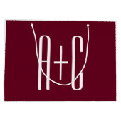 Einfache Paare Initialen | White & Burgund Große Geschenktüte (Rückseite)