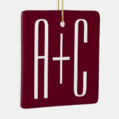 Einfache Paare Initialen | White & Burgund Keramikornament (Rechts)