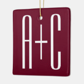 Einfache Paare Initialen | White & Burgund Keramikornament (Links)