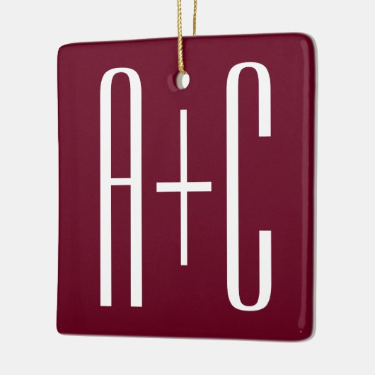 Einfache Paare Initialen | White & Burgund Keramikornament (Links)