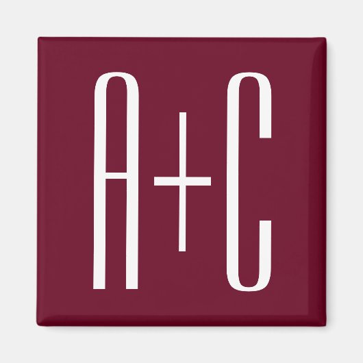 Einfache Paare Initialen | White & Burgund Magnet (Vorne)