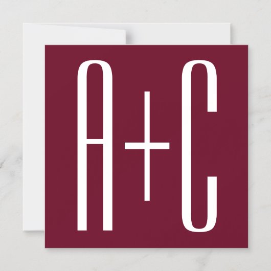 Einfache Paare Initialen | White & Burgund Magneteinladung (Vorderseite)