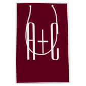 Einfache Paare Initialen | White & Burgund Mittlere Geschenktüte (Vorderseite)