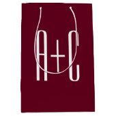 Einfache Paare Initialen | White & Burgund Mittlere Geschenktüte (Vorderseite)