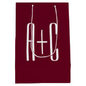 Einfache Paare Initialen | White & Burgund Mittlere Geschenktüte (Rückseite)
