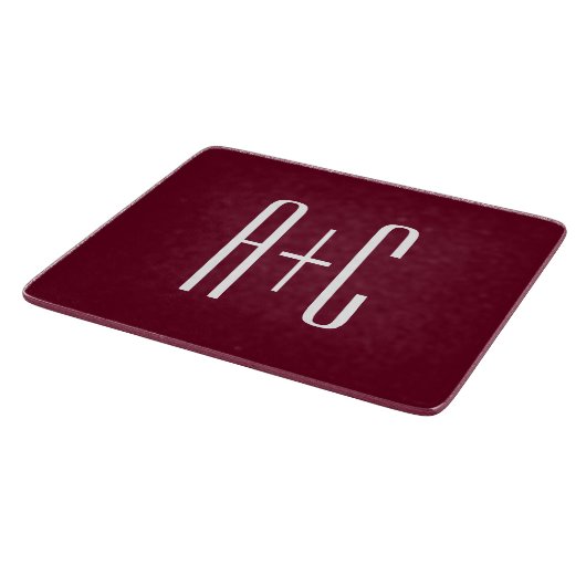 Einfache Paare Initialen | White & Burgund Schneidebrett (Ecke)