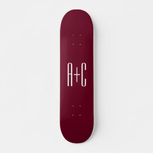 Einfache Paare Initialen   White & Burgund Skateboard