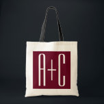 Einfache Paare Initialen | White & Burgund Tragetasche<br><div class="desc">Klug, kühn und modern.</div>