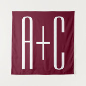 Einfache Paare Initialen | White & Burgund Wandteppich (Vorderseite)