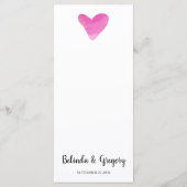 Einfache Paint Strokes & Heart Wedding Menükarte (Rückseite)