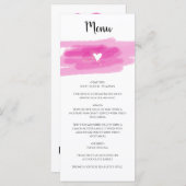 Einfache Paint Strokes & Heart Wedding Menükarte (Vorne/Hinten)