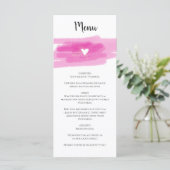 Einfache Paint Strokes & Heart Wedding Menükarte (Stehend Vorderseite)