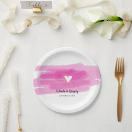 Einfache Paint Strokes & Heart Wedding Pappteller