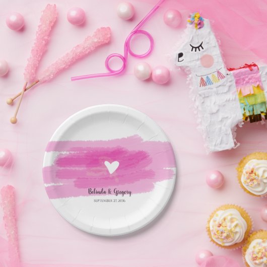 Einfache Paint Strokes & Heart Wedding Pappteller (Party)