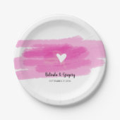 Einfache Paint Strokes & Heart Wedding Pappteller (Vorderseite)