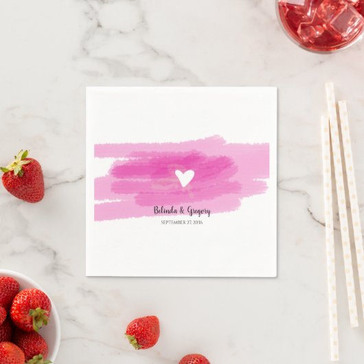 Einfache Paint Strokes & Heart Wedding Serviette (Beispiel)