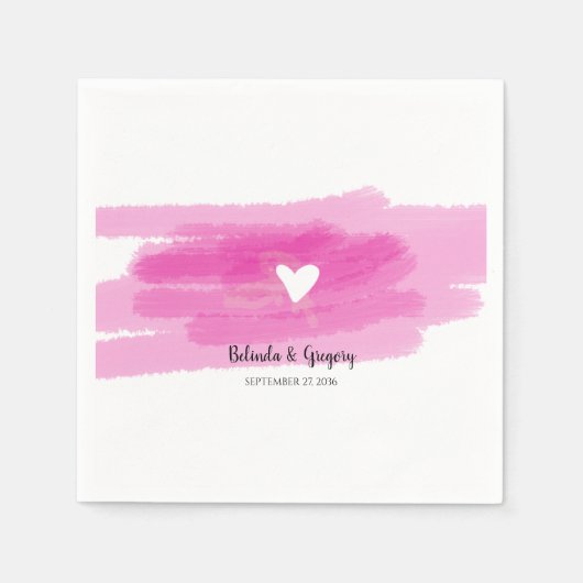 Einfache Paint Strokes & Heart Wedding Serviette (Vorderseite)