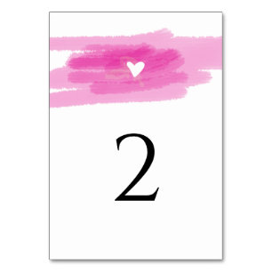 Einfache Paint Strokes & Heart Wedding Tischnummer