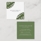 Einfache Palm-Blätter Moderne tropische Quadratische Visitenkarte (Vorne/Hinten)