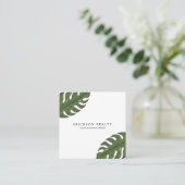 Einfache Palm-Blätter Moderne tropische Quadratische Visitenkarte (Stehend Vorderseite)