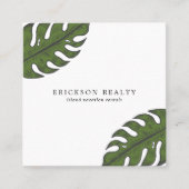 Einfache Palm-Blätter Moderne tropische Quadratische Visitenkarte (Vorderseite)