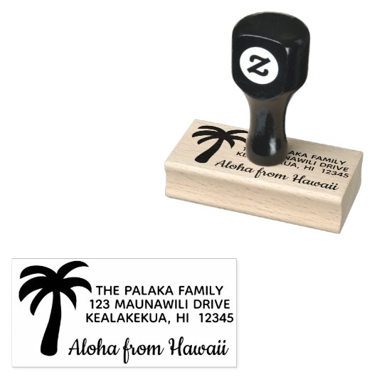 Einfache Palm Tree Aloha Rücksendeadresse Briefmar Gummistempel (Stempel)