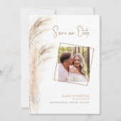 Einfache Pampas Foliage Foto Hochzeit Save The Date (Vorderseite)