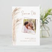 Einfache Pampas Foliage Foto Hochzeit Save The Date (Stehend Vorderseite)