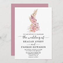 Einfache Pampas-Gras-Rose und Lila Hochzeit