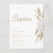 Einfache Pampas Grass White Gold Taufe Einladung Postkarte (Vorderseite)