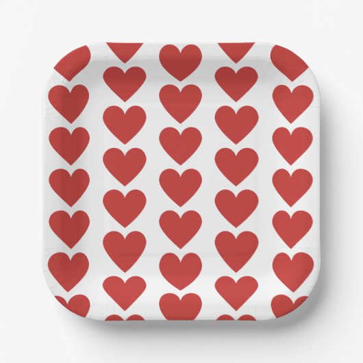 Einfache Papierplatte aus rotem Herz Pappteller (Vorderseite)