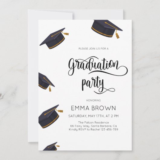 Einfache Party Einladung, Abschluss 2024 Einladung (Vorderseite)