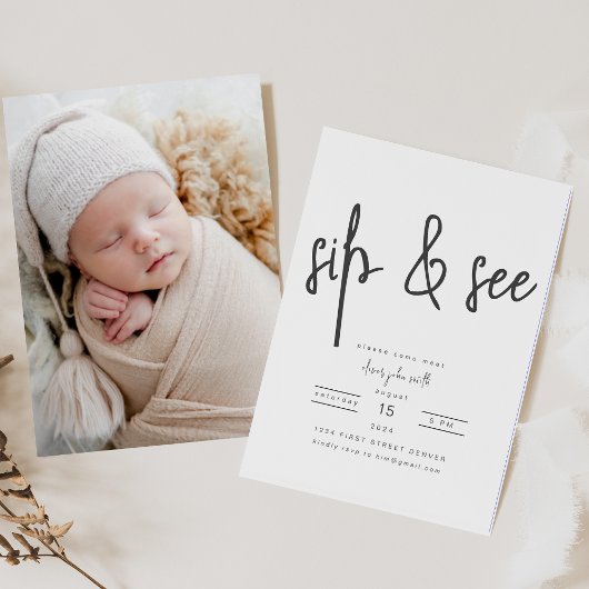 Einfache Party Einladung für Sip & See Kinderdusch