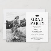 Einfache Party für Schwarz-weiße Fotos Einladung (Vorderseite)