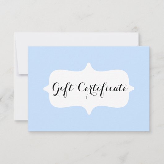 Einfache Pastel Blue Business-Geschenkgutschein-Ka (Vorderseite)