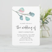 Einfache Pastel Eucalyptus Wedding Einladung (Stehend Vorderseite)