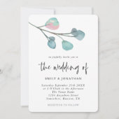 Einfache Pastel Eucalyptus Wedding Einladung (Vorderseite)