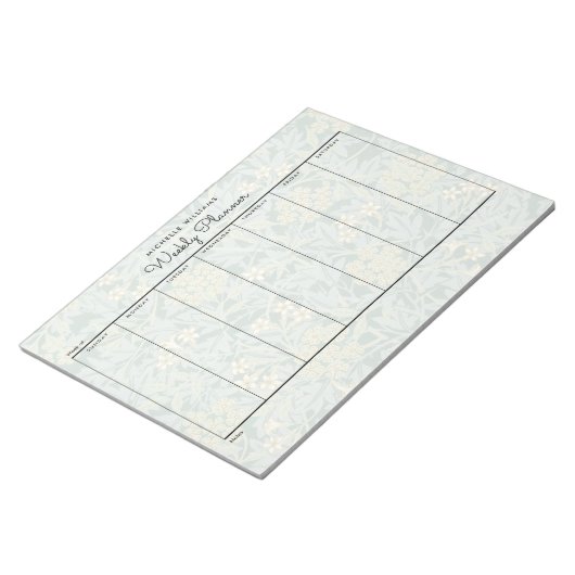 Einfache Pastel Green Floral Weekly Planner Notizblock (angewinkelt)