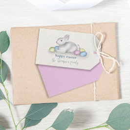 Einfache Pastel Happy Osterfest Bunny Niedlich Cla Geschenkanhänger