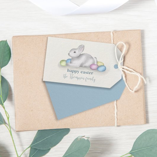 Einfache Pastel Happy Osterfest Bunny Niedlich Cla Geschenkanhänger