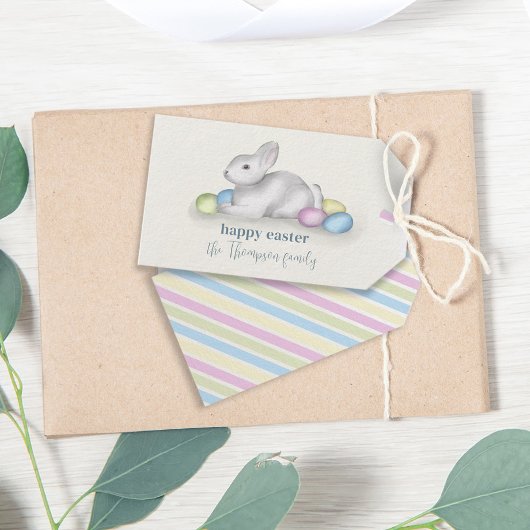 Einfache Pastel Happy Osterfest Bunny Niedlich Cla Geschenkanhänger