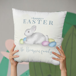 Einfache Pastel Happy Osterfest Bunny Niedlich Cla Kissen