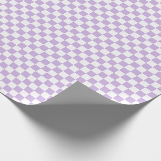Einfache Pastel Lila Lilac Checkered Geschenkpapier (Ecke)
