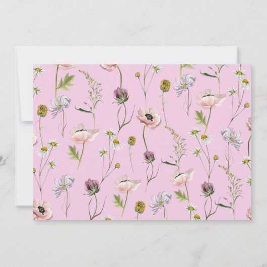 Einfache Pastel Lila Wild Flower Garden Hochzeit Einladung (Rückseite)