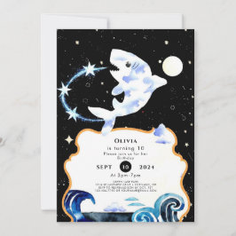 Einfache Pastel Magischer Hai Geburtstag Einladung